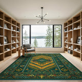 Heritage Tribal Green Emerald Green Heritage Tribal Area Rug