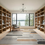 Beige and Neutral Abstract Organic Shapes Beige Grey Area Rug