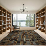 Brown Tan Geometric Patchwork Area Rug
