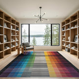 Vibrant Rainbow Vertical Stripe Multi-color and Patterns Area Rug
