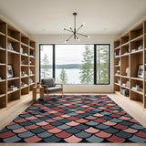 Pink Teal Fish Scale Area Rug