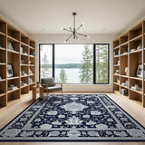 Traditional Persian Navy Blue Traditional Persian Floral Rug