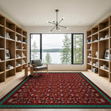 Red Traditional Persian Area Rug with Ornate Floral Motifs