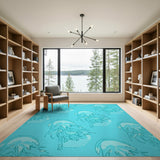 Whimsical Jellyfish Teal Area Rug