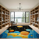 Starry Space Planets Kids Area Rug