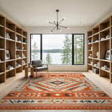 Fiery Orange Southwestern Geometric Area Rug