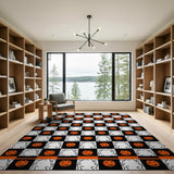 Halloween Jack-o-Lantern Checkerboard Area Rug