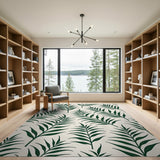Emerald Palm Frond Coastal Area Rug