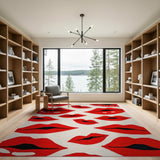 Bold Red Lips Area Rug