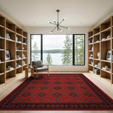 Red Geometric Lattice Geometric Modern Area Rug
