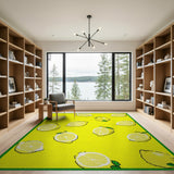 Fruit Pattern Sunny Lemon Slices Yellow Area Rug