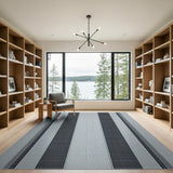 Black and White Bold Black Gray Vertical Stripe Area Rug