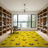 Playful Smiling Sunflowers Yellow Area Rug