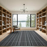 Geometric Modern Bold Black White Checkered Plaid Area Rug