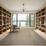 Beige and Neutral Beige Woven Grid Area Rug