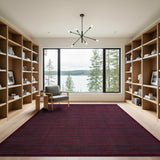 Washable Burgundy Red Striped Area Rug - Low Pile, Non-Slip, Pet & Kid Friendly