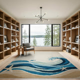 Ocean Waves Shark Starfish Coastal Area Rug