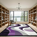 Purple Wave Purple Abstract Wave Area Rug