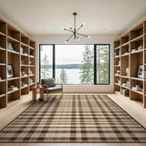 Tan Brown Plaid Rustic Farmhouse Area Rug