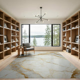 Gold Vein White Marble Area Rug