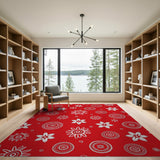 Vibrant Red Floral Mandala Area Rug