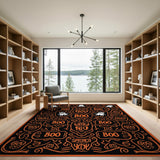 Halloween Boo Ghosts Black Orange Area Rug
