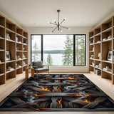 Fiery Charred Wood Lattice Area Rug