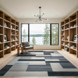 Modern Geometric Grey Block Grey Area Rug