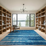 Wavy Blue Teal Stripe Area Rug