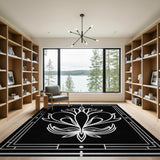 Ornate Fleur-de-Lis Black White Area Rug