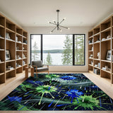 Vibrant Green Blue Splash Abstract Area Rug