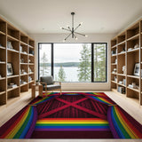 Multi-color and Patterns Geometric Modern Vibrant Rainbow Geometric Area Rug