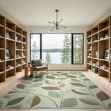 Brown and Tan Leaf Vine Area Rug