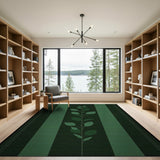 Emerald Green Vertical Stripe Leaf Rug