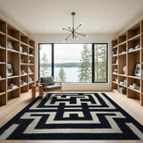 Bold Black White Greek Key Geometric Rug