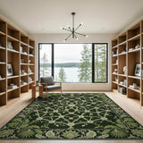 Ornate Green Floral Lattice Persian Rug