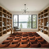 Terracotta Pots Grid Geometric Area Rug