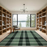 Green Black Buffalo Check Rustic Farmhouse Area Rug