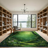 Sunlit Forest Glade Green Area Rug