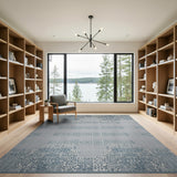 Blue Teal Cheetah Spot Abstract Area Rug