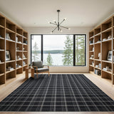 Bold Black White Plaid Area Rug