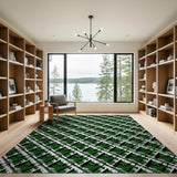 Bold Green Geometric Diamond Grid Area Rug
