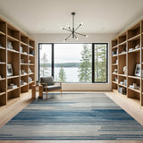 Blue Striped Geometric Area Rug