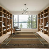 Brown and Tan Textured Geometric Brown Tan Area Rug