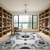 Black and White Intricate Black White Mandala Floral Area Rug