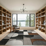Modern Geometric Abstract Area Rug in Grey
