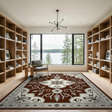 Traditional Persian Ornate Brown Medallion Persian Area Rug