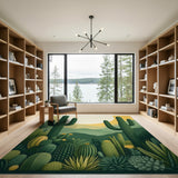 Lush Cactus Desert Sunset Area Rug