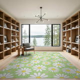 Mint Green Daisy Meadow Area Rug