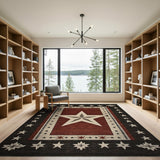 Bold Red Star Southwestern Area Rug
